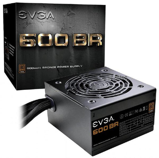 EVGA 600 BR 600W Power Supply, 80 PLUS BRONZE, Non-modular, 1x EPS, 2x PCI-E, 6x SATA, 3x Molex, DC to DC converter 100-BR-0600-K4