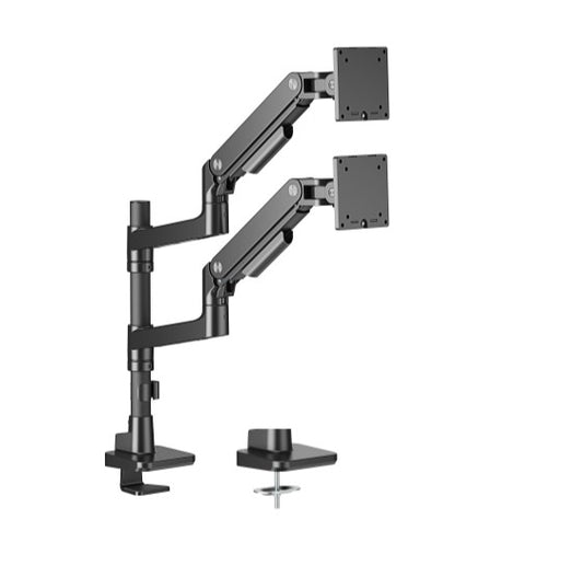 Brateck LDT81-C024P-B NOTEWORTHY POLE-MOUNTED HEAVY-DUTY GAS SPRING DUAL MONITOR ARM Fit Most 17'-49' Monitor Fine Texture Black(new) LDT81-C024P-B