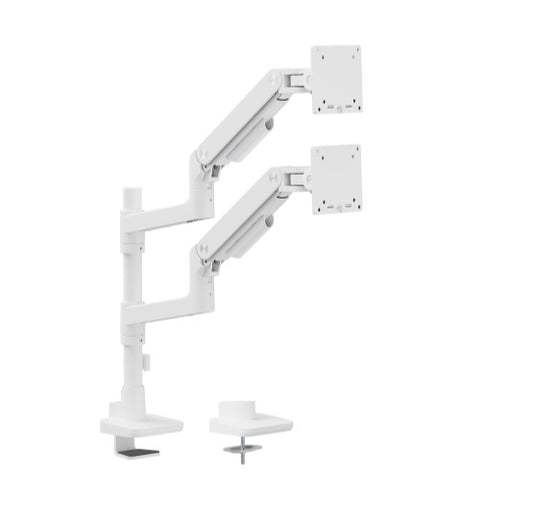 Brateck LDT81-C024P-W NOTEWORTHY POLE-MOUNTED HEAVY-DUTY GAS SPRING DUAL MONITOR ARM Fit Most 17'-49' Monitor Fine Texture White LDT81-C024P-W