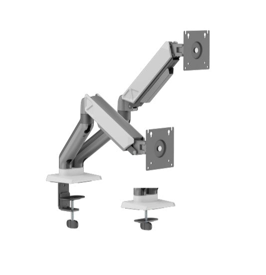 Brateck LDT88-C024 DUAL SCREEN RUGGED MECHANICAL SPRING MONITOR ARM For most 17'~32' Monitors, Space Grey & White LDT88-C024