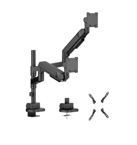 Brateck LDT92-C024P-B Future-Proof Heavy-Duty Pole-Mounted Gas Spring Dual Monitor Arm, Fit Screen Size:	24'-57', Weight Capacity:2~27kg LDT92-C024P-B