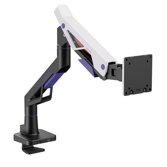 Brateck LDT95-C012UC Atlas Neo Gaming Monitor Arm with USB-A & USB-C Ports For most 24'~57' Monitors, Fit Curved Monitor, Matte Black & White (new) LDT95-C012UC-BLKWH