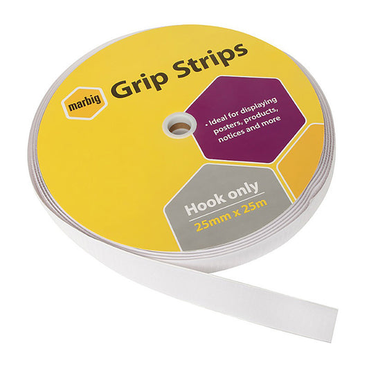 Marbig Grip Strips Hook Only 25mmx25M Bulk  - 415030