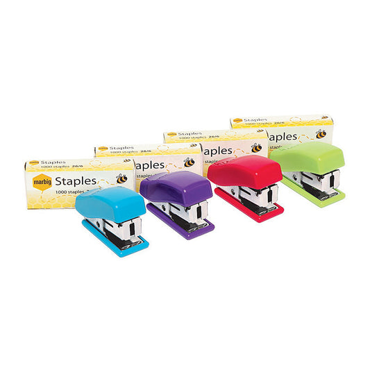 Marbig Mini Stapler W/Staples Brights Asst  - 975428