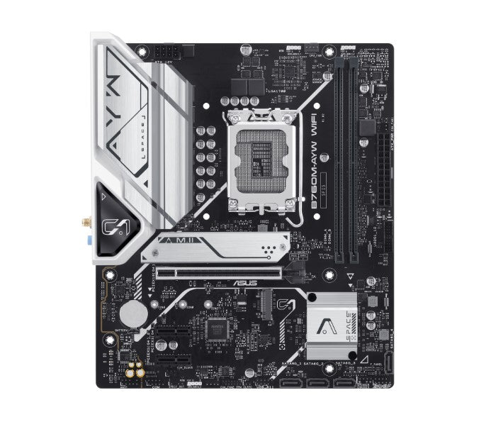 ASUS B760M-AYW WIFI Intel LGA1700 mATX Motherboard, DDR5 96GB 8000(OC), PCIe 4.0, 2xM.2, 2.5GbE, WiFi 6, HDMI 4K60 B760M-AYW WIFI