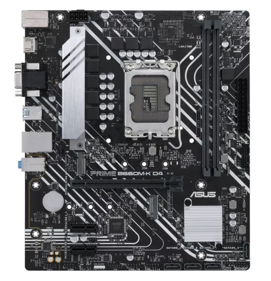 ASUS B760M PRIME B760M-K D4-CSM Intel LGA1700 mATX Motherboard 64GB, 2xDDR4, 1 x PCIe 4.0 x16 slots, 2 x M.2, 4 xSATA, 1xVGA t, 1xHDMI PRIME B760M-K D4-CSM