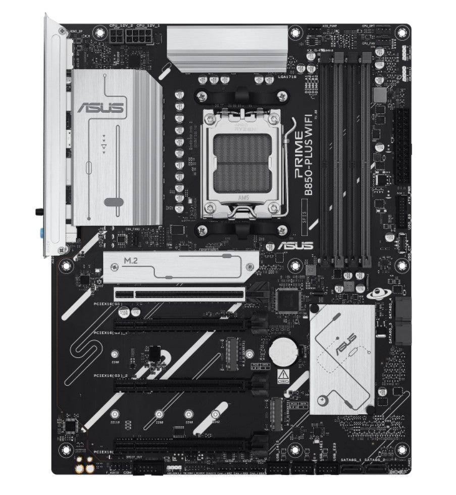 ASUS AMD B850 PRIME B850-PLUS WIFI-CSM (AM5) ATX Motherboard, DDR5, Max 256GB, 1 x PCIe 5.0 x16 slot, 4 x SATA PRIME B850-PLUS WIFI-CSM