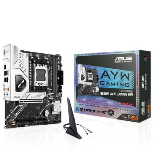ASUS AMD B850M AYW GAMING WIFI, AM5, 2DIMM, 128GB DDR5, 8200+MT/s, PCIe5.0 x16, x2 M.2, WiFi6, 2.5GbE, USB 10Gbps, HDMI2.1 B850M AYW GAMING WIFI