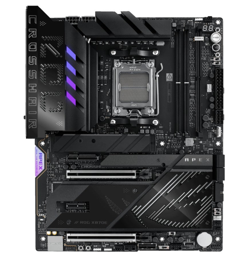 ASUS AMD ROG CROSSHAIR X870E APEX (AM5) ATX Motherboard, DDR5, 18+2+2 Power Stages, AI Cache Boost, PCie 5, 0 2x X16, 3x M.2, USB 4, Wi-Fi 7 ROG CROSSHAIR X870E APEX