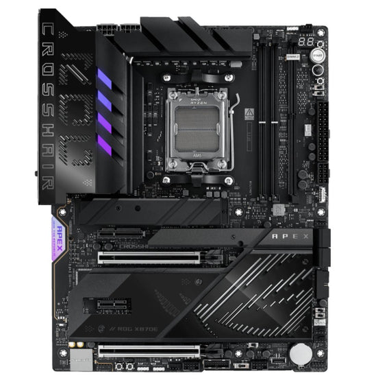 ASUS AMD ROG CROSSHAIR X870E APEX (AM5) ATX Motherboard, DDR5, 18+2+2 Power Stages, AI Cache Boost, PCie 5, 0 2x X16, 3x M.2, USB 4, Wi-Fi 7 ROG CROSSHAIR X870E APEX