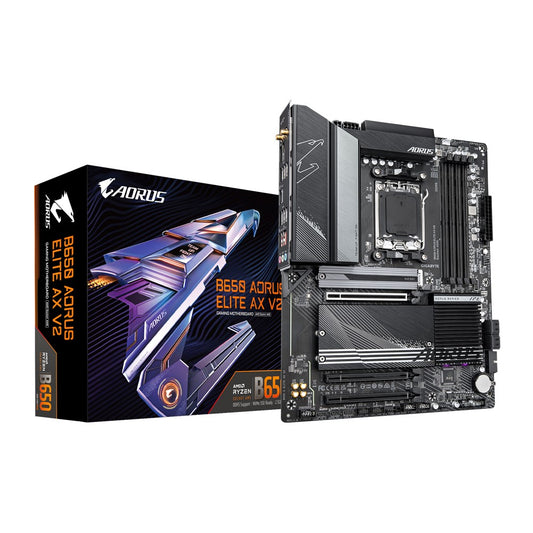 Gigabyte B650 AORUS ELITE AX V2 AMD AM5 ATX Motherboard 4x DDR5~128GB, 3x PCIe x16, 3x M.2, 4x SATA 6, 7x USB 3.2, 1x USB-C, 4x USB 2.0 B650 A ELITE AX V2