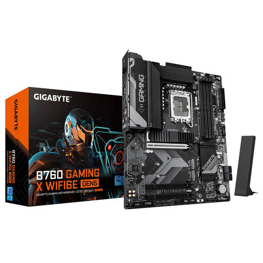 Gigabyte B760 GAMING X WIFI6E GEN5, Intel LGA 1700 ATX Motherboard, 4x DDR5 ~256GB, 3x PCI-E x16, 3x M.2, 4x SATA, 1x USB 3.2, 1x USB-C, 5x USB 2.0 B760 GAMING X WIFI6E GEN5