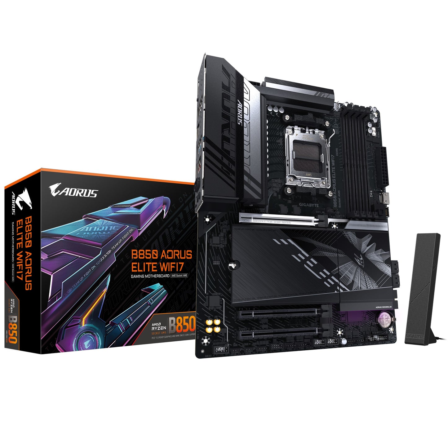 Gigabyte B850 A ELITE WF7 1.0, AMD AM5, 4 x DDR5 up to 256 GB, 1 x HDMI. 3x PCI Express x16, 3 x M.2, 4 x SATA, 9x USB 3.2 B850 A ELITE WF7