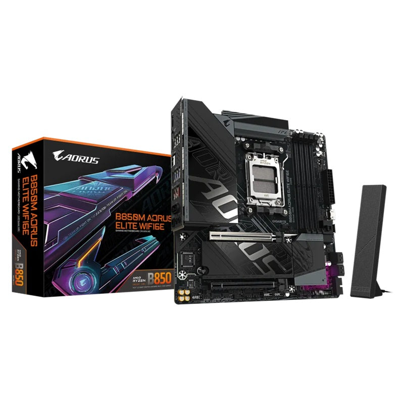 Gigabyte B850M A ELT WF6E, AM5 board with B850 chipset, DDR5 256GB, 16x PCIe5, dual M.2, 2.5GbE, Wi-Fi 6E, DP, rich USB SATA, 7.1 audio support B850M AORUS ELITE WIFI6E