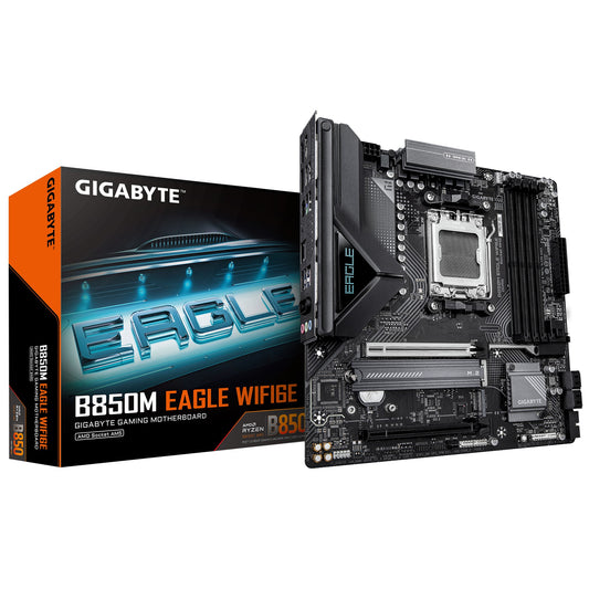 Gigabyte B850M EAGLE WF6E, AMD AM5, 4 x DDR5 up to 256 GB, 1 x HDMI, 1 x PCI Express x16, 2 x M.2, 4 x SATA, 1x USB 3.2 B850M EAGLE WIFI6E