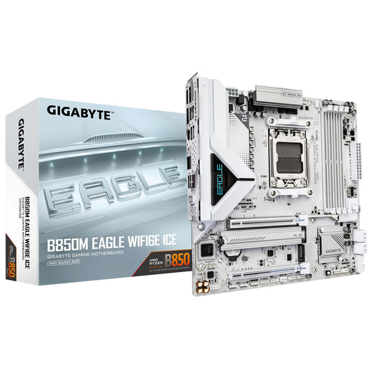 Gigabyte B850M EAGLE WF6E ICE, AMD AM5, 4 x DDR5 up to 256 GB, 1 x HDMI, 1 x PCI Express x16, 2 x M.2, 4 x SATA, 1x USB 3.2 B850M EAGLE WF6E ICE