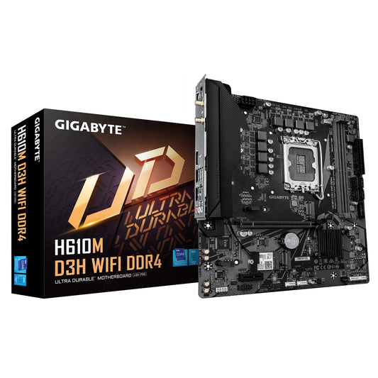 Gigabyte H610M D3H WIFI DDR4 Intel LGA 1700, 2x DDR4 ~64GB, 1 x HDMI, 1x PCI x16, 1x PCI=E x1, 1x M.2, 4x SATA, 4x USB3.2, 2x USB 2 H610M D3H WIFI DDR4
