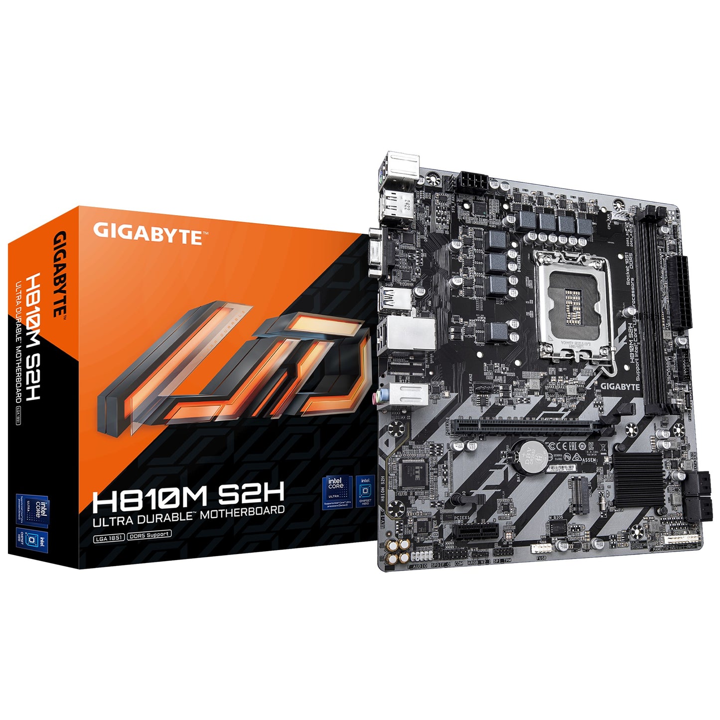 Gigabyte H810M S2H Intel LGA 1851 ATX Motherboard, 2x DDR5 ~128GB, 1x PCI-E x16, 1x PCI-E x1, 1x M.2, 4x SATA, 3x USB 3.2, 3x USB 2.0 H810M S2H
