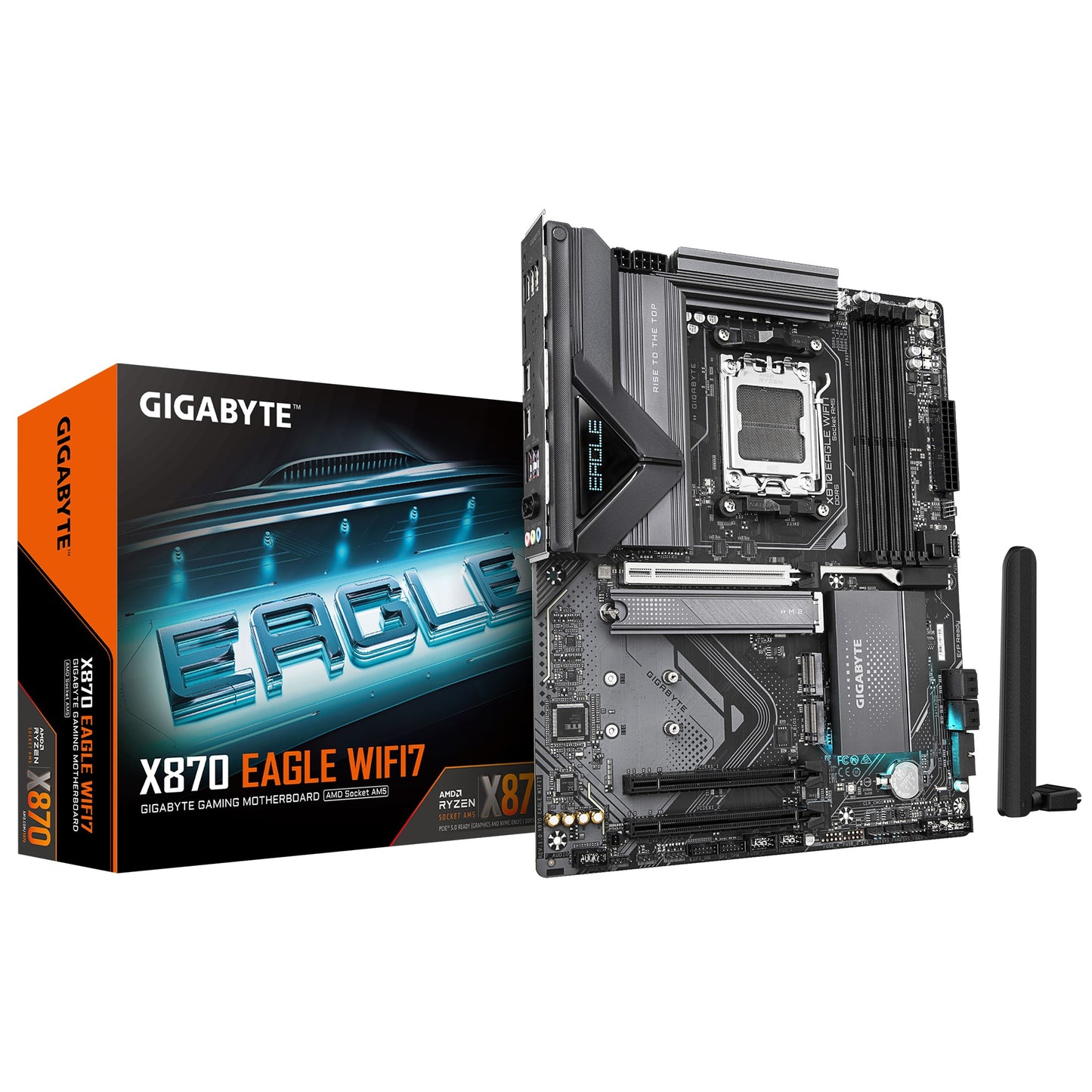 Gigabyte X870 EAGLE WIFI7 AMD AM5 ATX Motherboard 4x DDR5~256GB, 3x PCIe x16, 3x M.2, 4x SATA 6, 4x USB 3.2, 4x USB2.0, 2x USB-C X870 EAGLE WIFI7