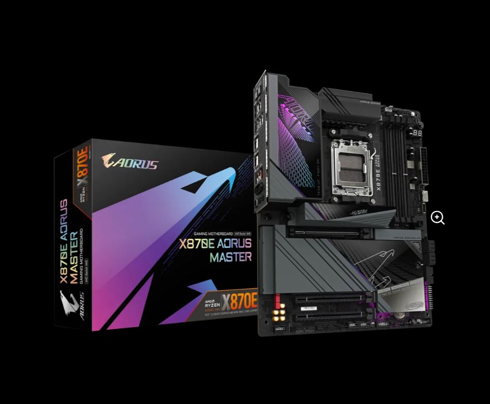 Gigabyte X870E AORUS MASTER AMD AM5 ATX Motherboard 4x DDR5~256GB, 3x PCIe x16, 4x M.2, 4x SATA 6, 8x USB 3.2, 2x USB2.0, 2x USB-C,  X870E AORUS MASTER