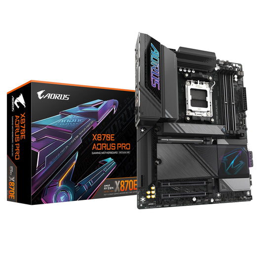 Gigabyte X870E AORUS PRO AMD AM5 ATX Motherboard 4x DDR5~256GB, 3x PCIe x16, 4x M.2, 4x SATA 6, 7x USB 3.2, 2x USB2.0, 2x USB-C,  X870E AORUS PRO 1.0