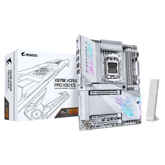 Gigabyte X870E A PRO X3D ICE: AM5, DDR5 256GB, ALC1220, 5GbE LAN, Q-Flash, Smart Backup, GCC, ATX, Win11, Ryzen 7000-9000 X870E A PRO X ICE