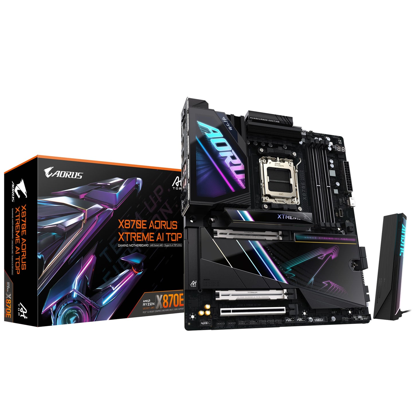 Gigabyte X870E AORUS XTREME AI TOP AMD AM5 ATX Motherboard 4x DDR5~256GB, 3x PCIe x16, 4x M.2, 4x SATA 6, 10x USB 3.2, 6x USB2.0, 2x USB-C,  X870E AORUS XTREME AI TOP