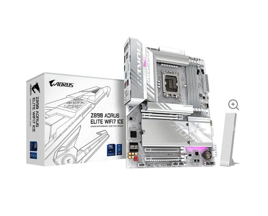 Gigabyte Z890 AORUSELITE WF7 ICE Intel LGA 1851 ATX Motherboard, 4x DDR5 ~256GB, 3x PCI-E x16, 4x M.2, 4x SATA, 5x USB 3.2, 1x USB-C, 4x USB 2.0 Z890 A ELITE WF7 ICE 1.0