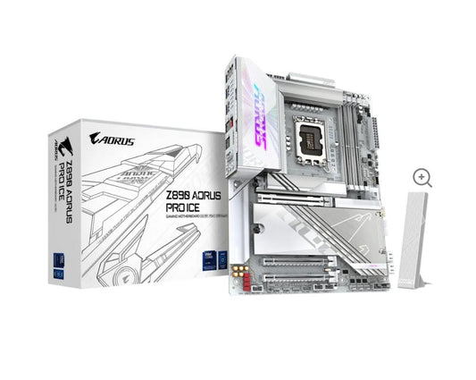 Gigabyte Z890 AORUS PRO ICE Intel LGA 1851 ATX Motherboard, 4x DDR5 ~256GB, 3x PCI-E x16, 4x M.2, 4x SATA, 5x USB 3.2, 1x USB-C, 4x USB 2.0 Z890 AORUS PRO ICE 1.0