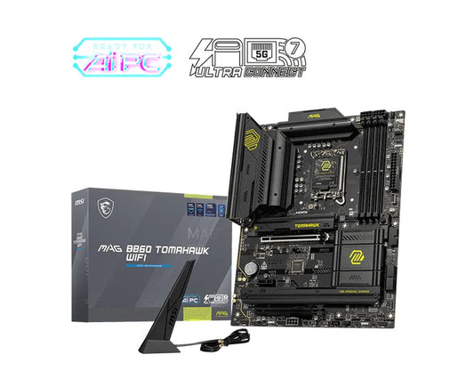 MSI MAG B860 TOMAHAWK WIFI, INTEL B860, 4x DDR5 256GB, 1x HDMI, 2x PCI-E x16 slot, 1x PCI-E x1, 3x M.2, 4x SATA 6G, 8x USB 2.0. Intel Killer BE1750 MAG B860 TOMAHAWK WIFI