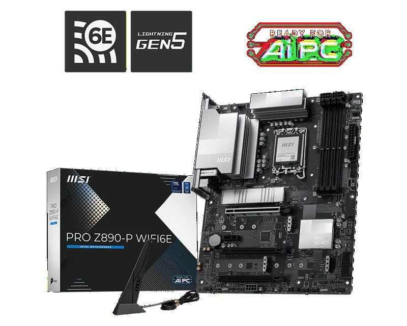 MSI PRO Z890-P WIFI6E, LGA1851, Z890, DDR5 9200+, PCIe5.0, 4xM.2, 5G LAN, WiFi 6E, BT5.3, USB 20Gbps, HDMI2.1/DP1.4 PRO Z890-P WIFI6E