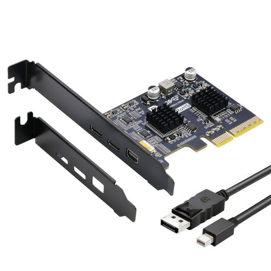Simplecom EC365 PCIe x4 to 2-Port USB 3.2 Gen II Type-C with Mini DisplayPort Input for USB-C DP Alt Mode Expansion Card EC365