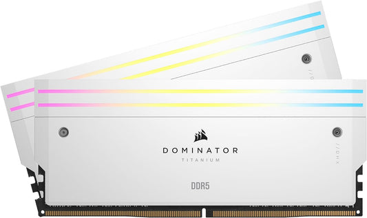 Corsair DOMINATOR TITANIUM RGB 32GB (2x16GB) DDR5 DRAM 6400MT/s CL32 Intel XMP Memory Kit  White CMP32GX5M2B6400C32W