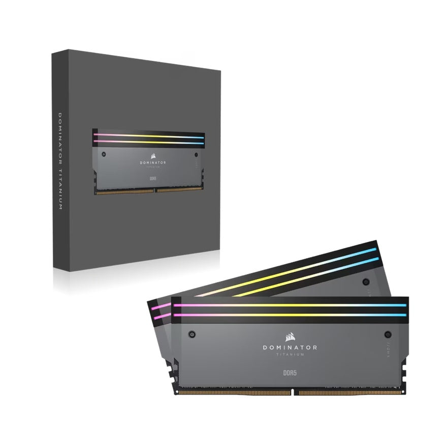 DOMINATOR TITANIUM RGB 64GB (2x32GB) DDR5 DRAM 6000MT/s CL30 AMD EXPO & Intel XMP Memory Kit  Grey CMP64GX5M2B6000Z30