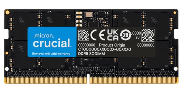 Crucial 16GB (1x16GB) DDR5 SODIMM 5600MHz CL46 Notebook Laptop Memory Tray Version ~CT16G48C40S5 CT16G56C46S5T:H