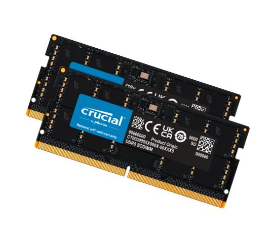 Crucial 128GB (2x64GB) DDR5 SODIMM 5600MHz CL46 Notebook Laptop Memory CT2K64G56C46S5
