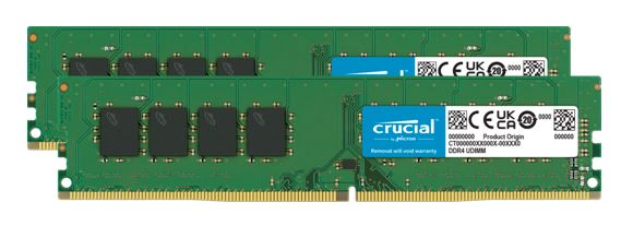 Crucial 64GB (2x32GB) DDR4 UDIMM 3200MHz CL22 1.2V Dual Ranked Desktop PC Memory RAM CT2K32G4DFD832A