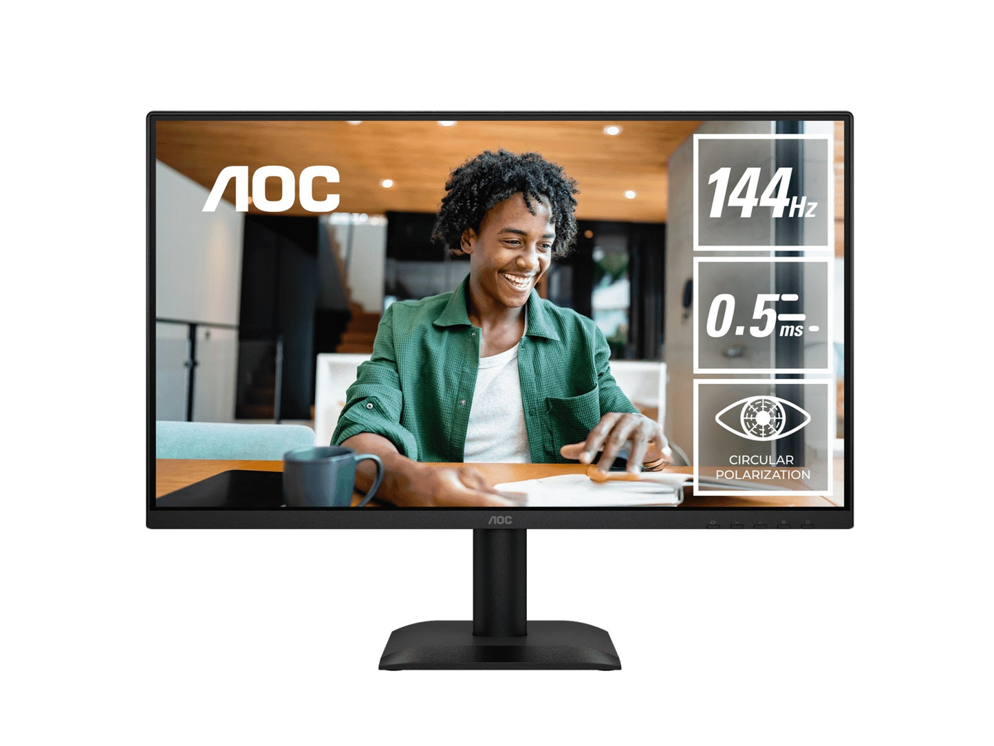AOC 23.8' IPS, 1920x1080@144Hz, 4ms GtG, 300 cd/m², 1500:1, 178 VA, sRGB 112%, HDMI/DP, tilt -5~23, 16.7M colors, 16W 24E40L