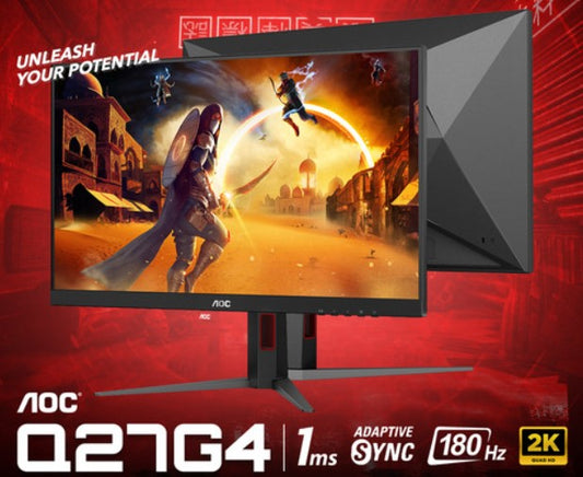 AOC 27' IPS 180Hz, 1ms, QHD 2560 x 1440, 350 cd/m2, HDR 400, HDMI 2.0 x 1, DP 1.4 x 1, Adaptive Sync, VESA 100, HAS, Gaming Monitor Q27G4