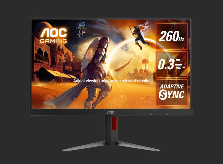 AOC 27' Gaming Monitor - QHD 260Hz (OC), 0.3ms MPRT, IPS panel, 118% sRGB, 1.07B colors, DP 1.4+DSC, HDMI 2.0, Delta E<2, fully adjustable stand Q27G4Z