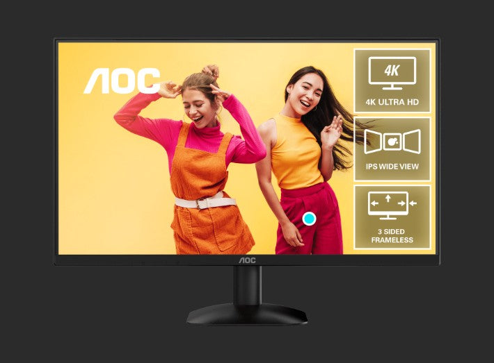 AOC 27' 4K Monitor U27B35: 27' IPS, 3840x2160 @ 60Hz, 4ms response, 300 cd/m² brightness, 125% sRGB, 1.07B colors, HDMI & DP inputs, tilt stand U27B35