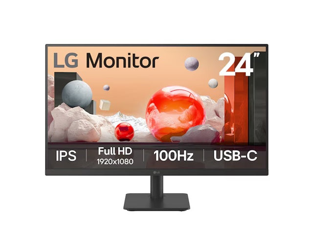 LG 24' IPS Full HD Monitor, 1920x1080, 3-side borderless design, 100 Hz, USB-C (65W PD), Reader Mode & Flicker Safe, tilt adjustable 24MS530B-B.AAU