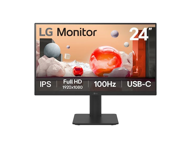 LG 24' IPS Full HD Monitor with USB-C 23.8' FHD IPS, 100Hz, 5ms, 250 nits, 16:9, NTSC 72%, USB-C 65W PD Monitor 24MS570B-B.AAU