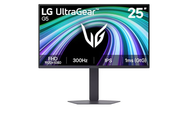 LG UltraGear 25' IPS Full HD 300Hz Monitor, 1920x1080, IPS, 300Hz, 1ms GtG, HDR10, sRGB 99%, G-SYNC Compatible, FreeSync Premium, DP 1.4, 2xHDMI 25G550B-B