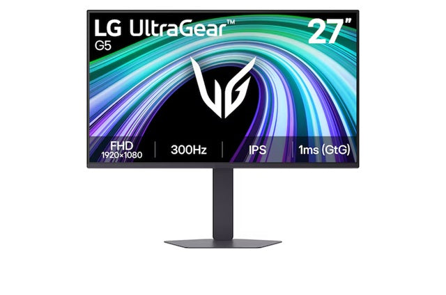 LG 27' UltraGear IPS Full HD 300Hz Monitor, 1920x1080, 1ms GtG, HDR10, sRGB 99%, G-SYNC Compatible, FreeSync Premium, DP 1.4, 2x HDMI, L-Stand 27G550B-B