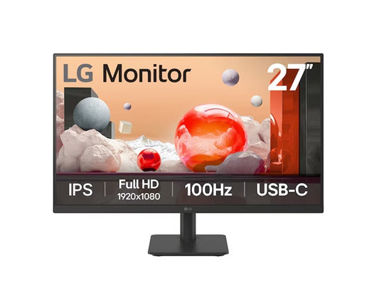 LG 27' IPS Full HD Monitor with 100Hz refresh rate, USB-C (65W PD), 3-side borderless design, Reader Mode, Flicker Safe, and tilt-adjustable stand 27MS530B-B.AAU