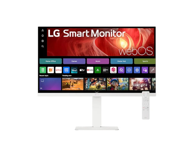 LG 27' 4K UHD IPS Smart Monitor with webOS, USB-C (65W PD), AirPlay 2, Bluetooth, DCI-P3 90%, Magic Remote support, and full ergonomic stand 27U730SA-W