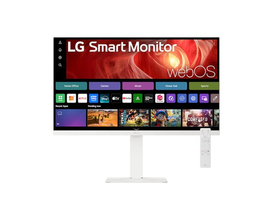 LG 27' 4K UHD IPS Smart Monitor with webOS, USB-C (65W PD), AirPlay 2, Bluetooth, DCI-P3 90%, Magic Remote support, and full ergonomic stand 27U730SA-W