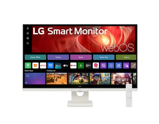 LG 31.5' 4K UHD Smart Monitor with webOS, USB-C PD 65W, AirPlay 2, Screen Share, Bluetooth, Magic Remote support, and tilt adjustable stand 32U721SA-W
