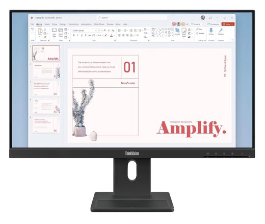 LENOVO ThinkVision E24-40 23.8'/24' 100Hz FHD IPS Monitor 1920x1080 16:9 4ms Height Adjust Tilt Pivot Swivel HDMI DP VGA Speakers VESA ~ Alternate 63E 64BAMAR1AU